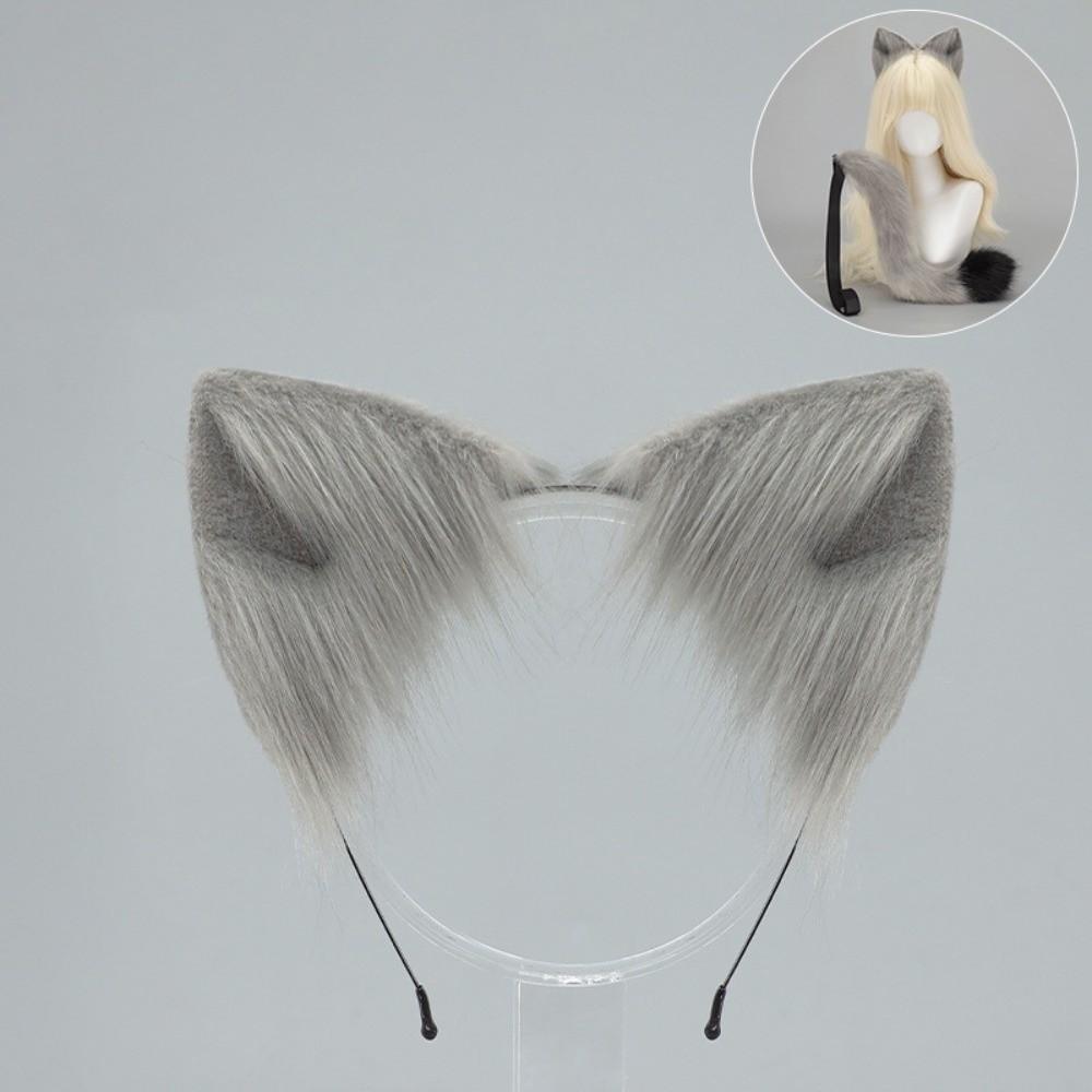 Plüsch-Katzenohren-Haarreif Realistische Tierohren Haarband Neues flauschiges Katzenohren- und Schwanz-Set Haaraccessoires