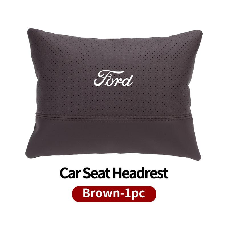 KLKD5 1/2PCS Car Styling Leather Headrest Neck Support Neck Pillow Seat Accessories For Ford Fiesta Ranger Mondeo Escape Ecosport