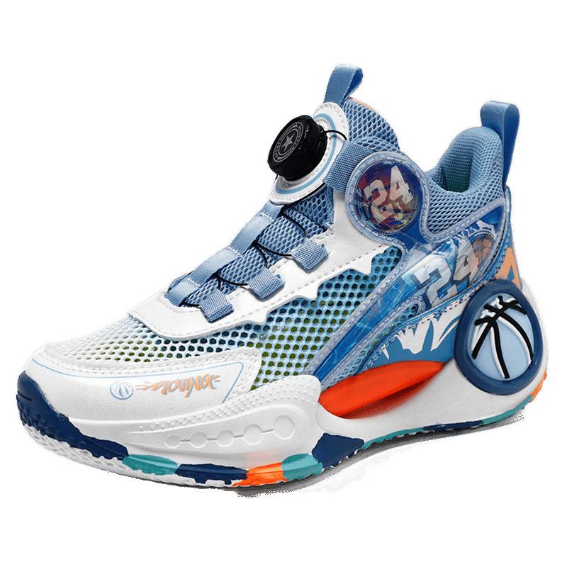 Boys shoes sports shoes 2025 spring and autumn new children's mesh breathable basketball shoes middle older boys boy rotating button