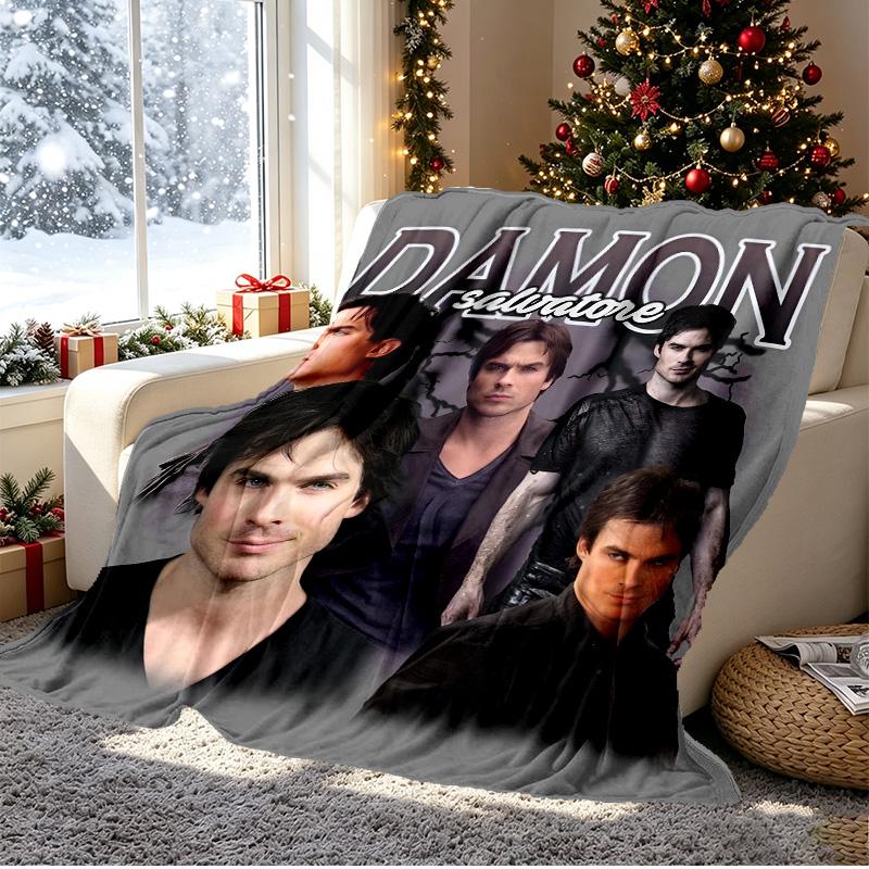 Damon Salvatore Muster Decke für Heimdekoration, Bett, Sofa, Auto Reisen, Camping, Geeignet für Alle Jahreszeiten, Geburtstags Weihnachtsgeschenk