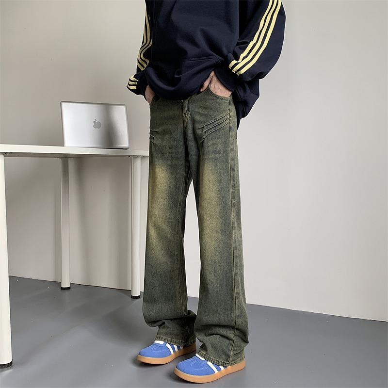 

American Old Micro-pull Jeans Men s Spring and Autumn Cleanfit Loose and Versatile Washed Casual and Thin Straight-leg Pants 3XL