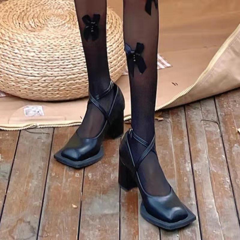 

Fashion Ins style Fashion Square toe Patent Leather Women Pumps Vintage Office Lady Thick High heels Spring Autumn Party Prom Shoes 35