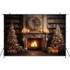 Mocsicka Christmas Photography Background Xmas Tree Fireplace Wall Decors Family Baby Children Portrait Photo Backdrop Wallpaper