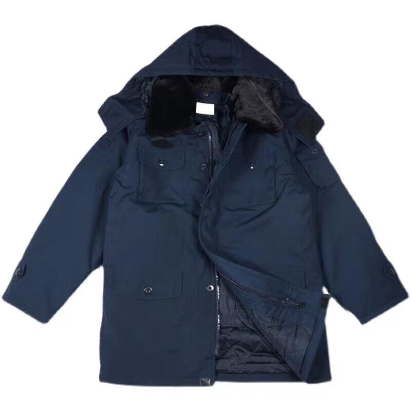 Winter Navy Military Cotton Greatcoat with Detachable Liner