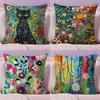 Cat Flower Cushion Cover Soft Short Plush Double-Sided Printing Home Decor Machine Washable Pillow Case Gift
