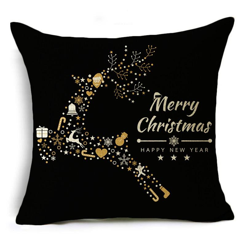 Creative Black and White Christmas Theme Pillowcase Holiday Gift Sofa Decorative Cushion Cover 40*40cm/45*45cm/50*50cm