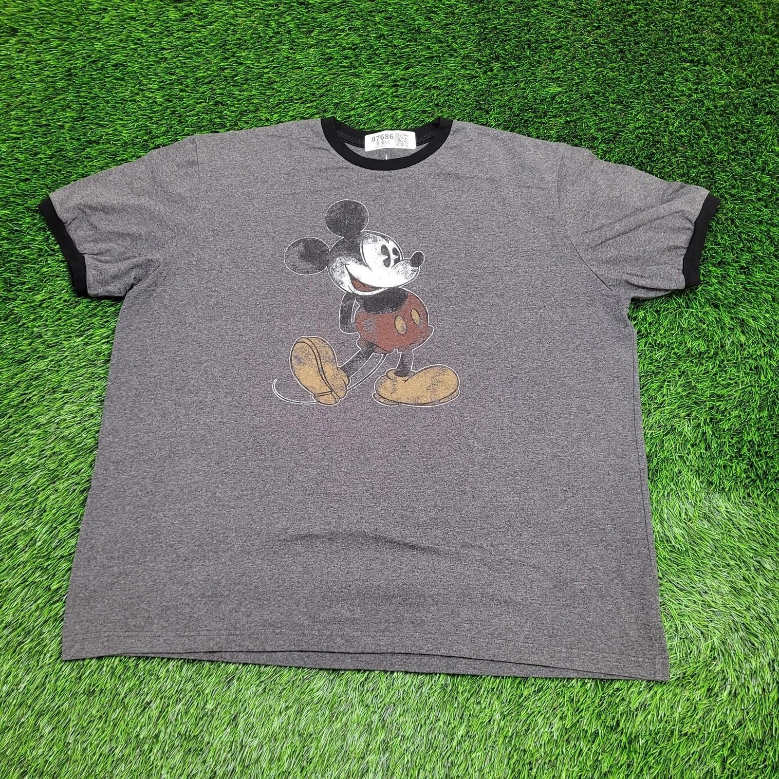 

Disney Mickey-Mouse Ringer Shirt 2XL 27x29 Baggy Oversized Gray 4XL