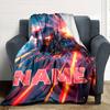 Iron Man In Action With Glowing Repulsors And A Futuristic Background Throw Customizable Blanket Customize Text Warmthful Decor For Sofa Couch Office