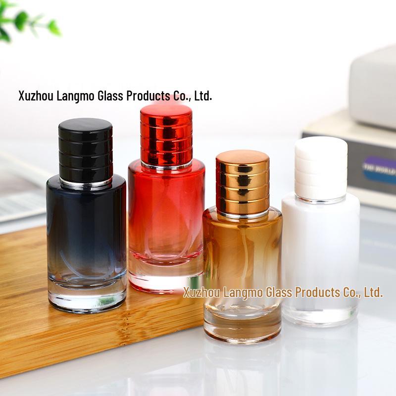 Gradient Glass Cylindrical Perfume Bottle with Spray, Portable & Multi-style Colors