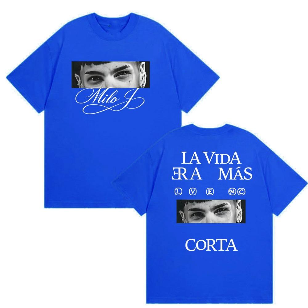 Rapper Milo J La Vida Era Mas Corta Album 2026 Graphic T Shirt Men's Vintage Fashion Cotton Short Sleeve T-shirts man streetwear