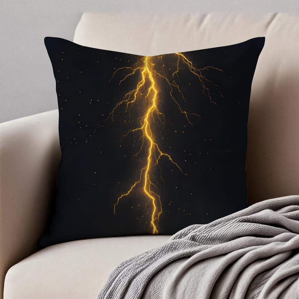 night lLightning Cushion Cover Pillowcase Antidustmite Invisible Zipper Short Plush Sofa Cushion