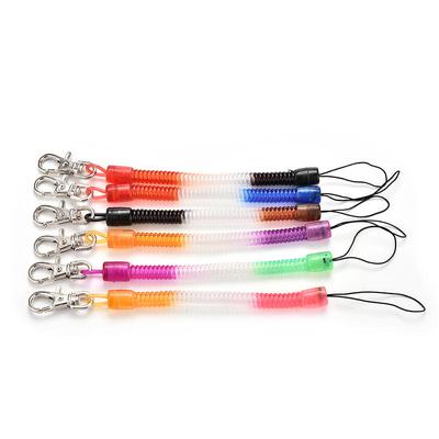 1 Stuks Intrekbare Plastic Veer Spiraal Rekbare Sleutelhanger Ring Ketting Sleutelhanger