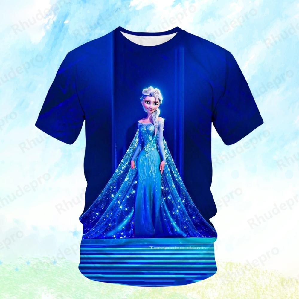 Men's Crew Neck 3D Printed T-Shirt Disney Frozen Princess Elsa Cartoon Movie Women Children Streetwear Fashion T-Shirt Top