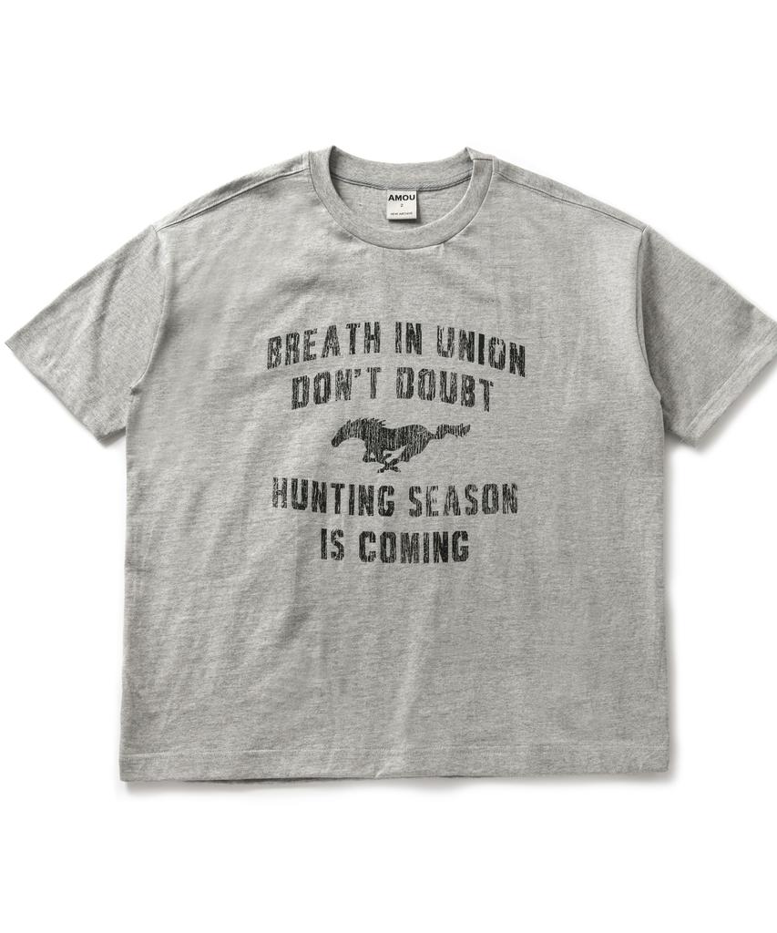 AMOU Vintage Horse Half T-Shirts Gray