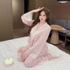 1011 Pink Polka Dot Home Clothes Spring and Autumn New French Retro Sweet Ice Silk Women's Long-sleeved Loose Home Suit