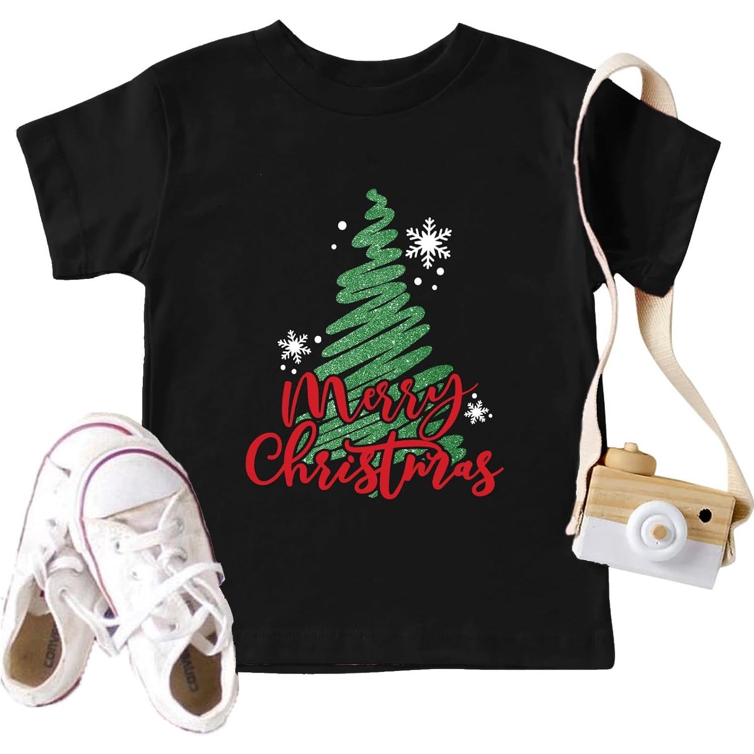 Рождественские футболки для малышей мальчиков и девочек, рождественские футболки, рождественские футболки с коротким рукавом и графикой, праздничные топы XXXXXL чёрный