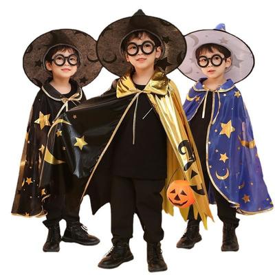Halloweenský dětský plášť s hvězdou a měsíčním pláštěm Plášť z mysu čarodějnice
