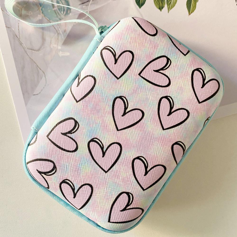 Cartoon Print Data Cable Storage Box Hard Shell Coin Purse Portable Charger Protective Cover