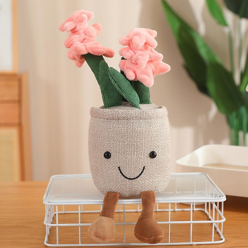 Simulated Potted Plush Toys Hyacinth Cactus Plant Animal Ornaments Flowers Decoration Children's Toys