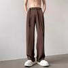 Summer loose straight high-end suit trousers black trousers suit trousers drape trendy ruffian handsome casual wide legs long