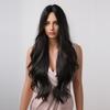 Long Wavy Synthetic Wigs for Black Women Dark Brown Wig Natural Middle Parting Wavy Daily Cosplay Hair Heat Resistant