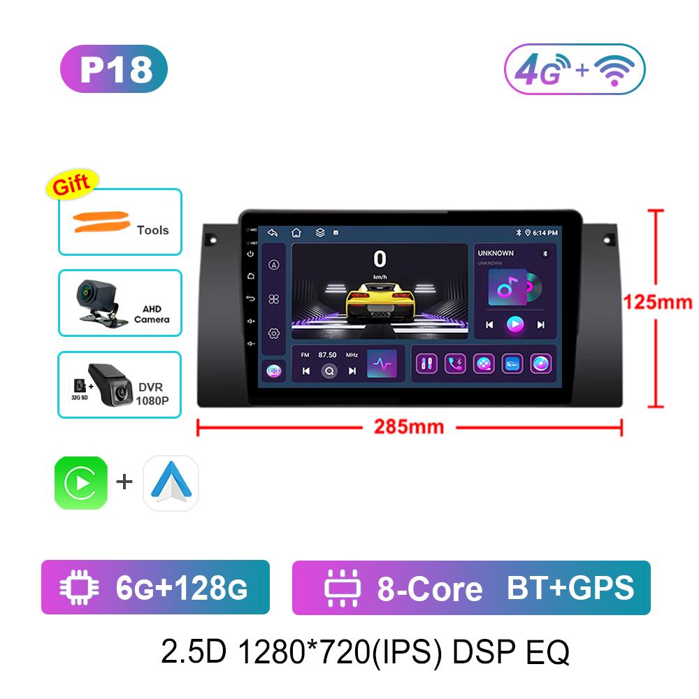 9 Inch Android OS Carplay Car Radio Multimedia Player for BMW E53 X5 2000 - 2007 GPS Navi WiFi IPS Touch Screen DSP Stereo 4G BT