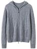 Cardigã de Cashmere Feminino Outono/Inverno 2026 - Malha Trançada de Sete Fios, Camada Base Outerwear Grossa e Quente