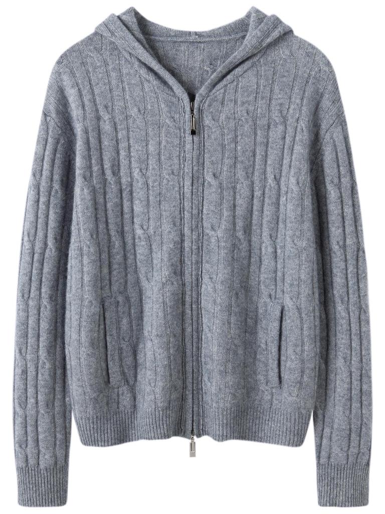Autumn/Winter 2026 Women's Cashmere Cardigan - Seven-Gauge Cable Knit, Thick & Warm Base Layer Outerwear