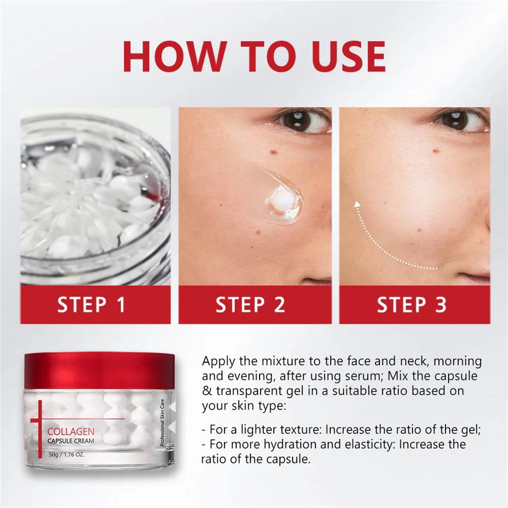 Kollagen Filler Kräm 50g, Återfuktande, Närande och Uppfräschande Kapselkräm, Med Sked.