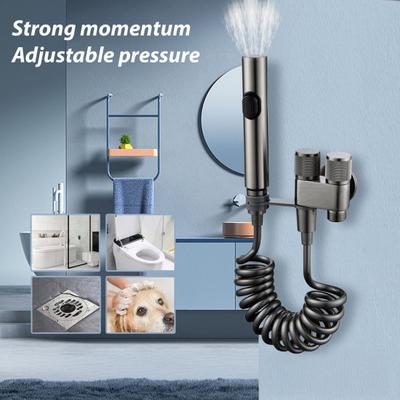 Toilet Sprayer Dual Control Faucet Valve Bidet Flushing Sprayer Kit G1/2 Interface Adjustable Pressure Body Cleaning Basin Sprayer