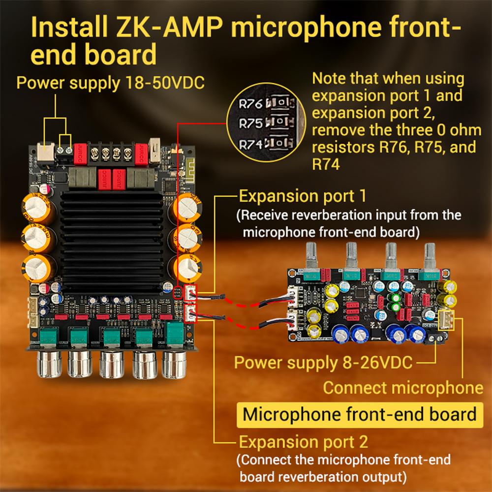 ZK-SUB600 300W+300W+Sub Amplifier Board DC 18-50V With Subwoofer Extension BT Amplifier Board Chip TPA3255 2.0+Channel Power