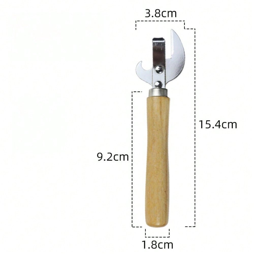 Premium Can Opener With Wooden Handle - Easy Grip, Manual Jar & Bottle Opener For Kitchen, Restaurants, And Bars