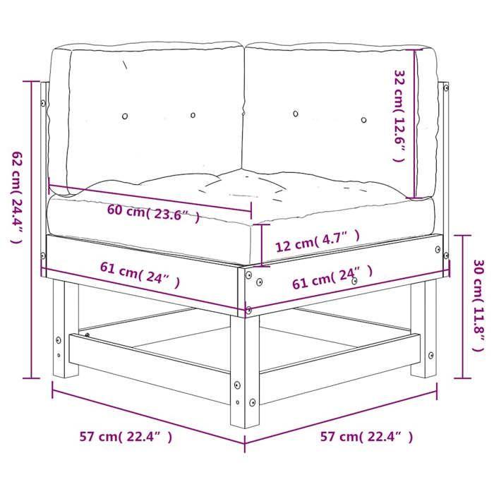 VidaXL Canapé d'angle avec coussins bois massif douglas, canapé de jardin, canapé d'extérieur, canapé de patio, sofa de 825427