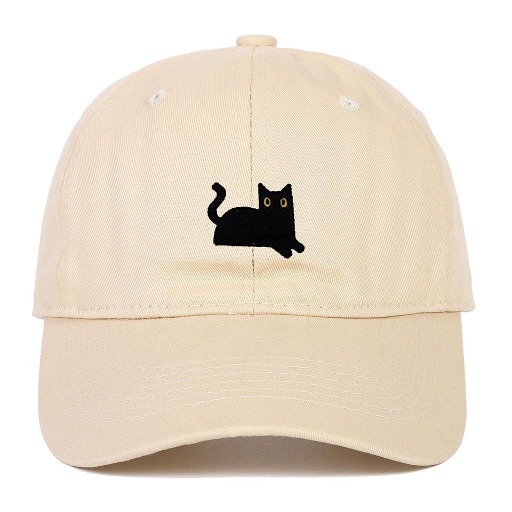 Black Cat Embroidery Soft Brim Baseball Cap - Unisex Summer Sun Hat, Outdoor Hip Hop Style