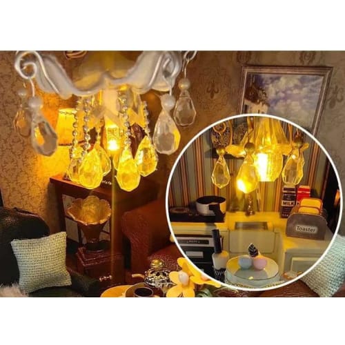 Blue Giraffe Miniature Dollhouse Kit, 3-Story Retro Villa, DIY Wooden Dollhouse, Perfect for Passing Time, Diorama Kit, Includes LED Light and Dust Co