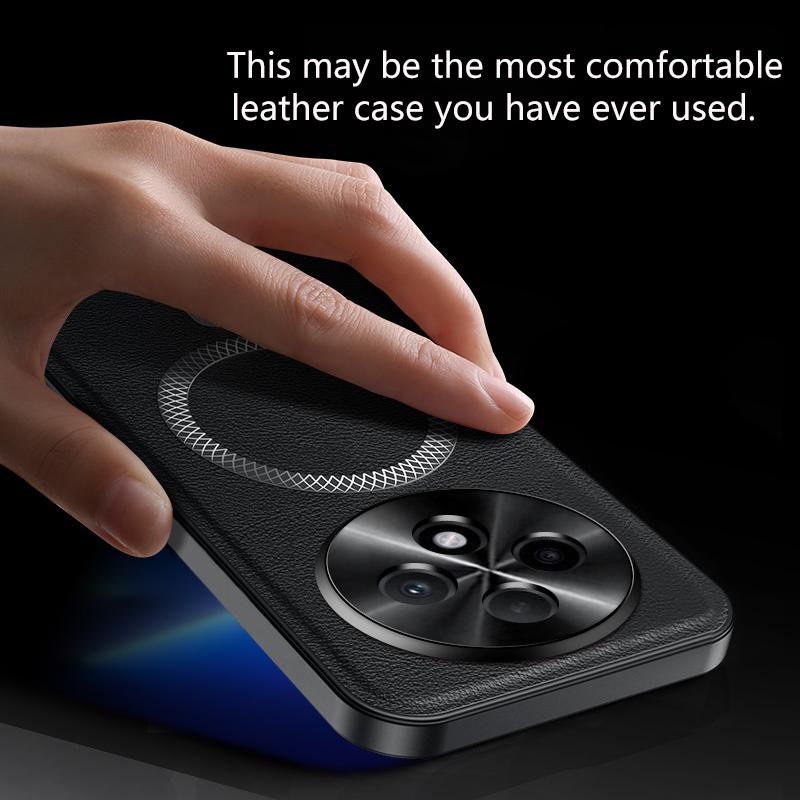 Pro pouzdro Oppo Reno 12F 5G Magnetické Elegantní Kožené Odolné proti opotřebení Objektiv Plně kryté Protiskluzový úchop Kryt okraje Skořepina