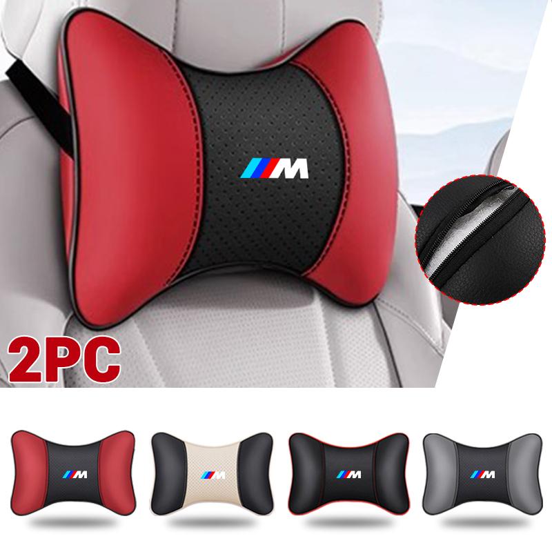 SQLI6 2pcs Car Interior Seat Headrest Pillow Neck Support Pads Stickers for BMW M Performance E30 E34 E36 F21 F30 F35 M3 M5 X1 X3