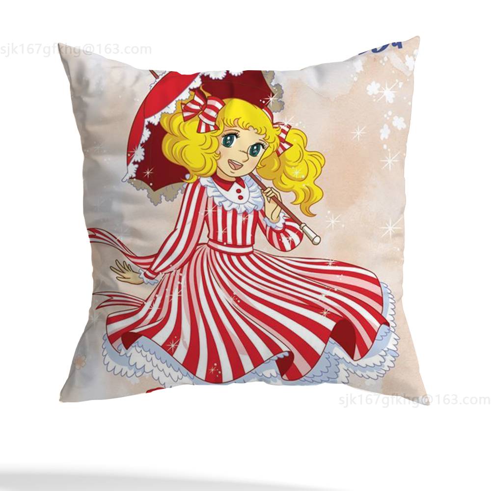 C-Candy Süßigkeit Anime Kissenbezug Anti-Milben Kissenbezug Unsichtbarer Reißverschluss seidiger kurzer Plüsch Sofakissenbezug
