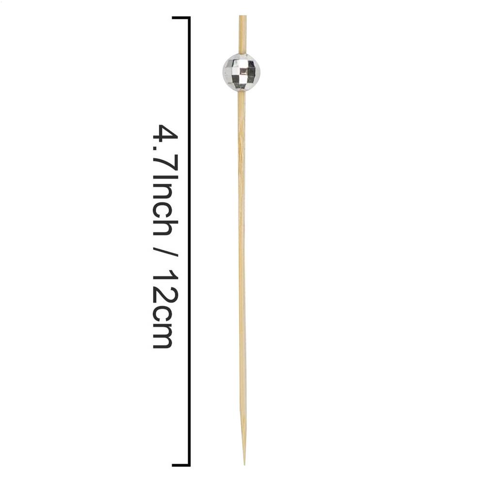 100pcs cocktail picks Cocktail Skewer Disco Fruit Toothpicks Long Delicate Bamboo Toothpicks Fruit Sticks Disco Ball Stir Sticks