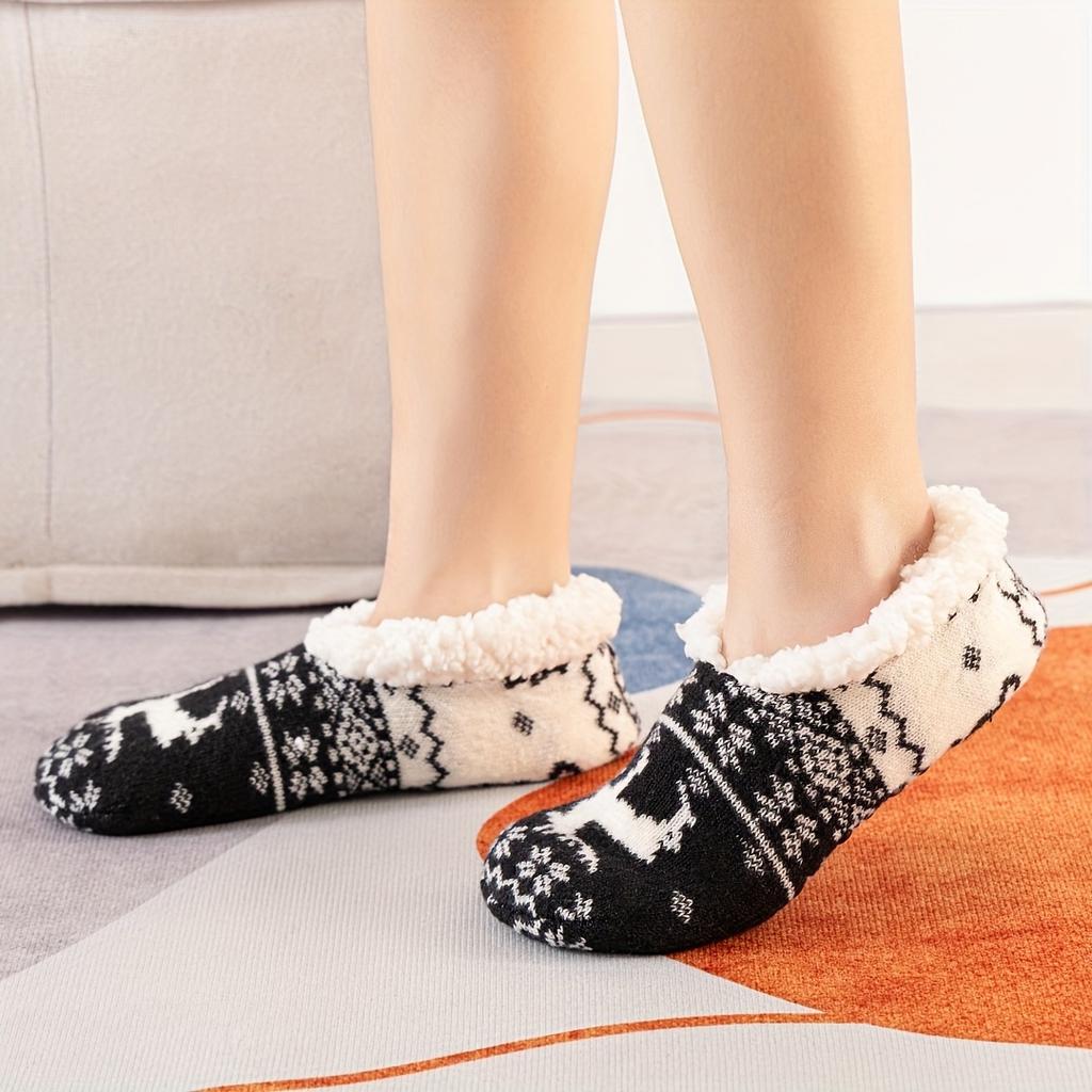 Non Slip Women's Warm Plush Coral Fleece Socks | One Pair Solid Color Floor Socks No Show Socks