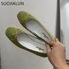 Fashion SUOJIALUN 2025 Spring New Brand Women Flat Shoes Fashion Candy Color Ladies Elegant Boat Shoes Soft Flat Heel Slip On Ballerinas