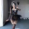 Sexy Lingerie Pure Lace Maid Seduction Mesh See-through Maid Passion Bed Free Suit