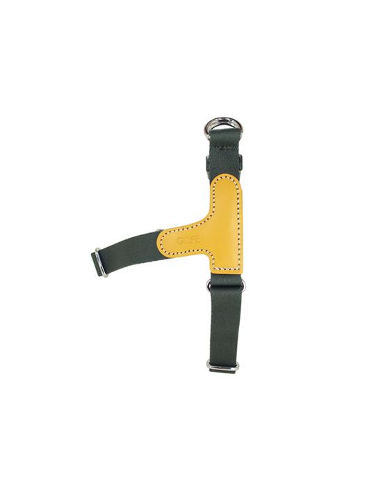 GOPE GOPE Picture Dog Harness HEAR Leather_Yel Webbing_Khaki