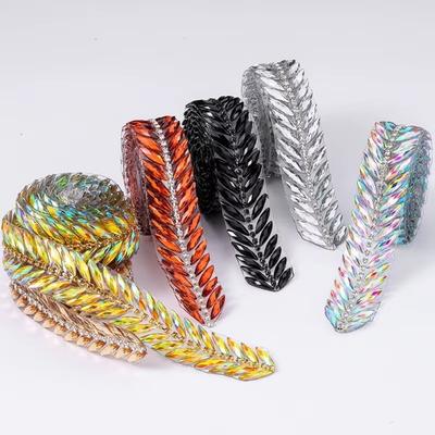 1Yard Rhinestone Ribbon Hot Fix Rhinestone Trim Glue On DIY Repair Resin Rhinestone Ribbon Decoration Trim Beaded Lace Trim