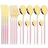 16Pcs Dinnerware Knife Fork Coffee Spoon Cutlery Set  Flatware Stainless Mint Green Gold Steel Silverware Tableware Set