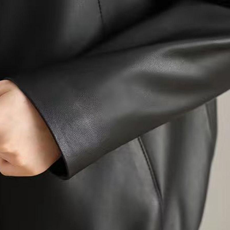 Coat for Women Cotton Autumn Winter Thickened Casual Oversize Middle-Aged and Elderly Leather Jacket