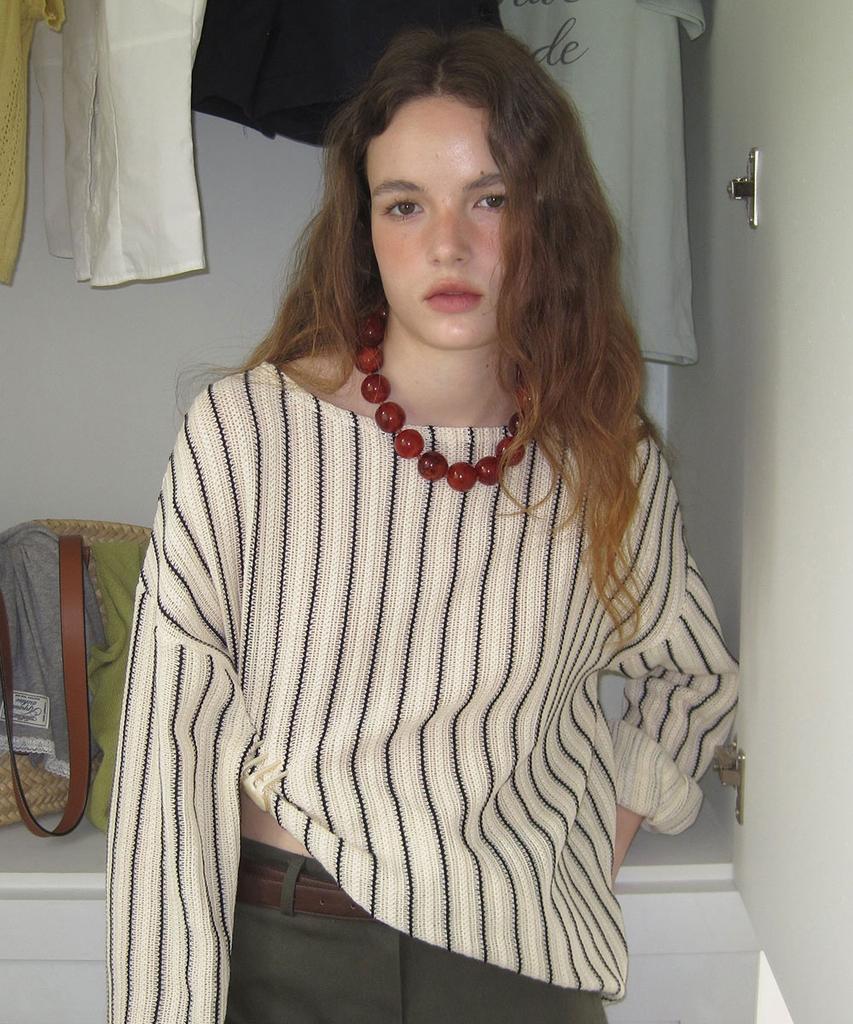 Eopaeleolakaibeu Have Summer Stripe Knit - Ivory