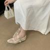 Square Head One-word Lace Niche Bag Head Sandals Women's One-pedal Mary Jane Shoes Muller Summer Shoes French New Models