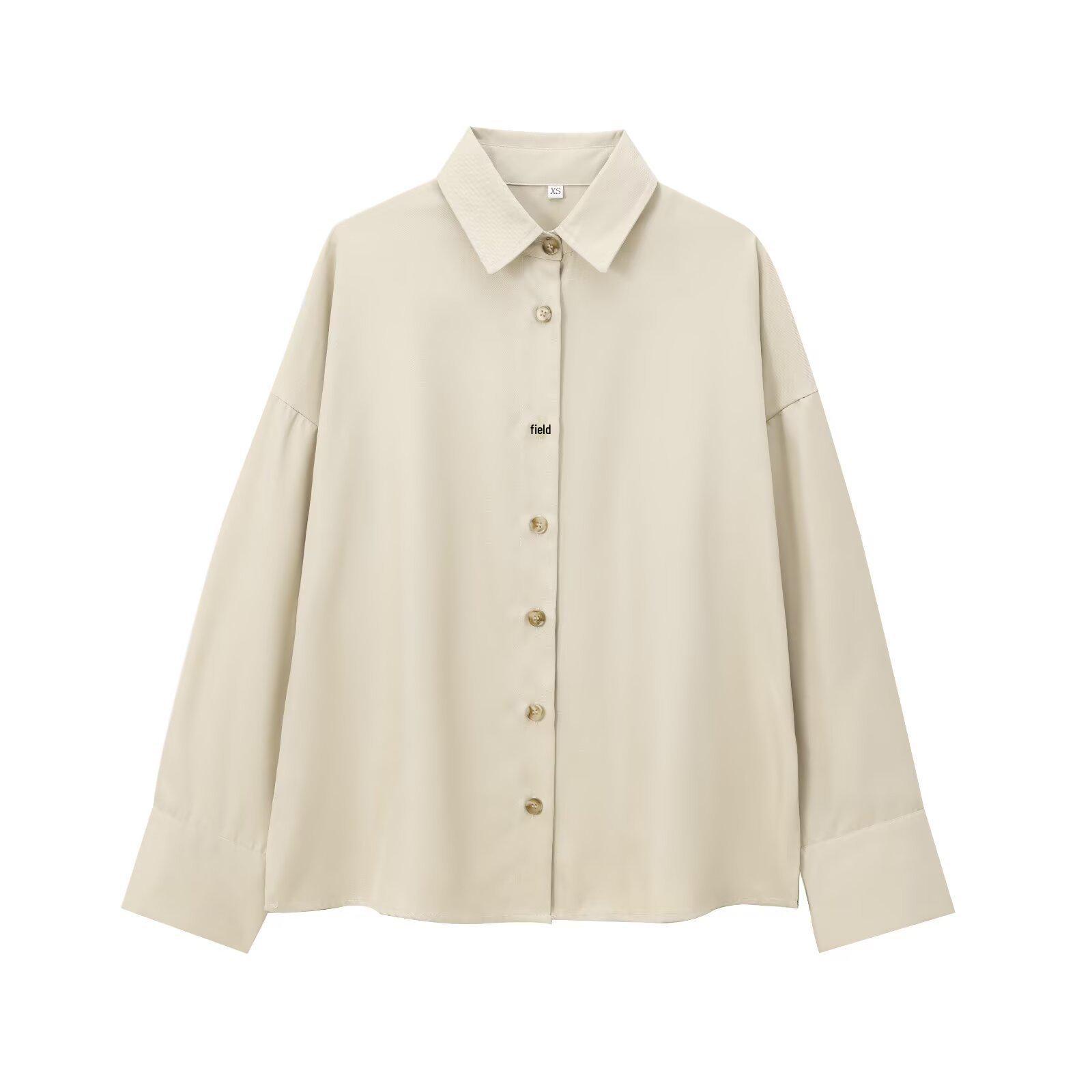 

2024 Winter Fashion: Turn-Down Collar, Side Button, Loose Long Sleeve Shirt for Women - European & American Style Extra Small