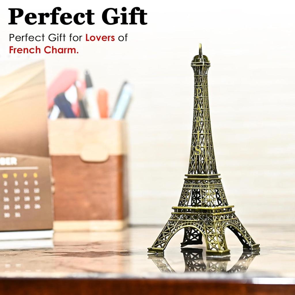 Home Decor Eiffel Tower Showpiece – 15cm Metal Paris Replica for Home Décor, Elegant Decorative Statue for Living Room
